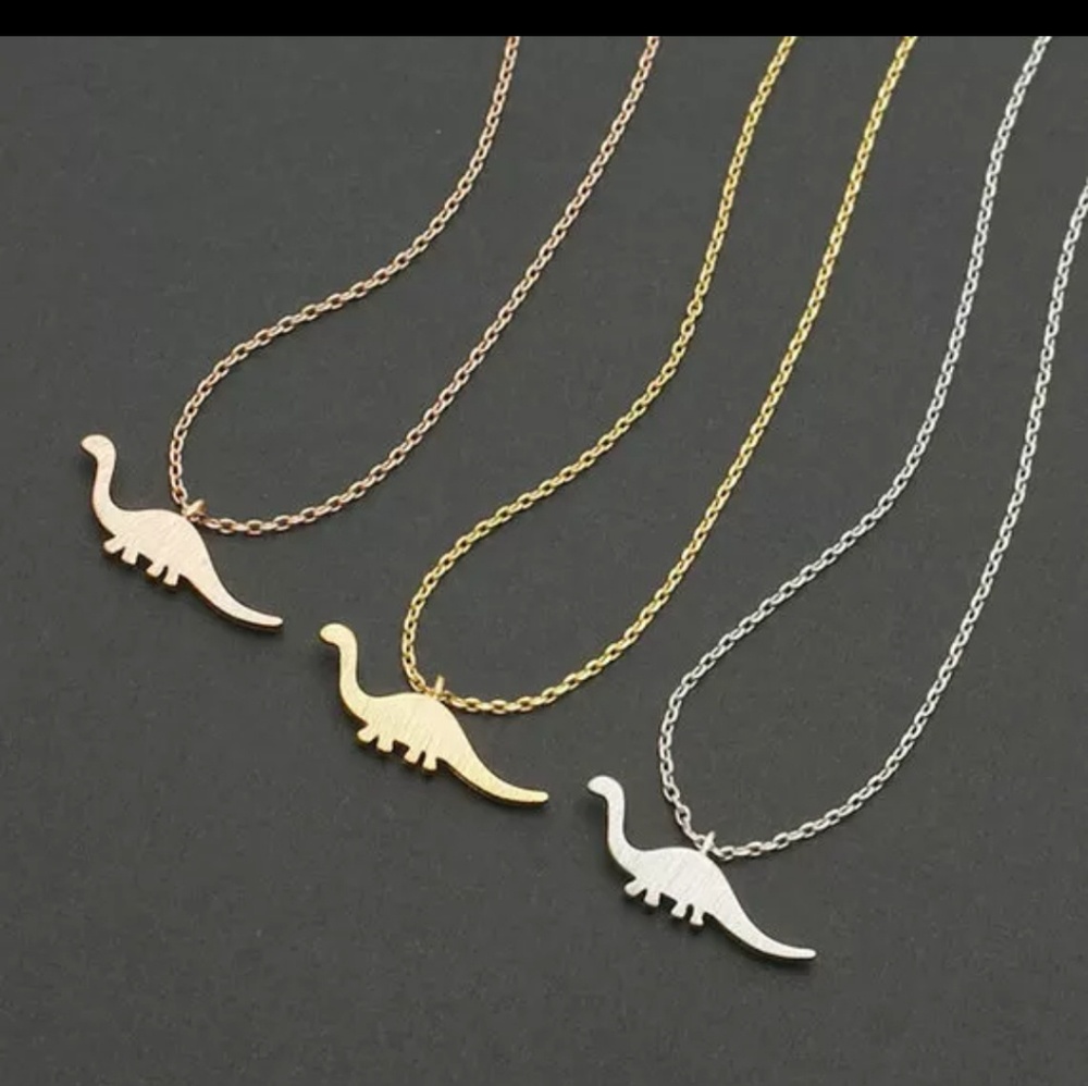 Gold or silver Dinosaur necklace, brontosaurus
